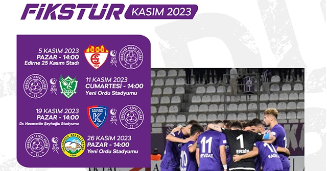52 ORDUSPOR KASIM AYI MAÇ TAKVİMİ
