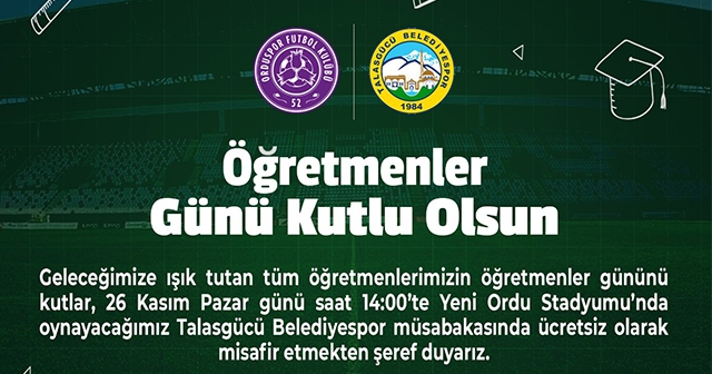 52 ORDUSPOR'DAN ÖĞRETMENLERE JEST