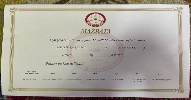 ÇAYBAŞINA MAZBATA GEÇ GİTTİ