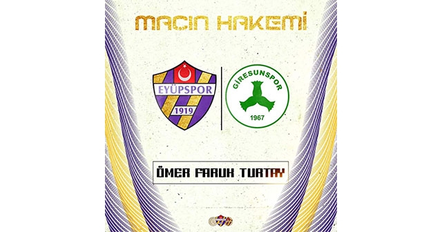 GİRESUNSPOR'UN 4.HAFTA HAKEMİ BELLİ OLDU.