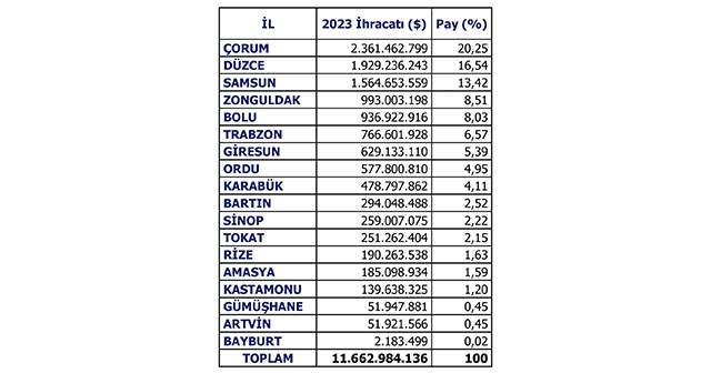 Karadeniz Bölgesi'nin İhracat Liderleri