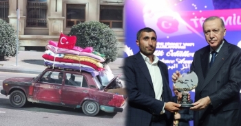 Bakü'den Yardımlarla Gelen Server Beşirli, Yurt Dışı Vefa Ödülü'nü Aldı