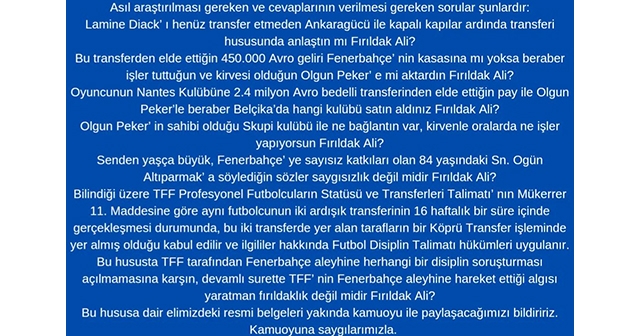 TUZLASPOR’DAN ALİ KOÇ’A “FIRILDAK ALİ”