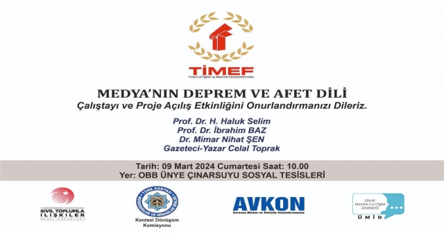 ÜNYE'DE "MEDYA'NIN DEPREM VE AFET DİLİ" ÇALIŞTAYI YARIN GERÇEKLEŞİYOR