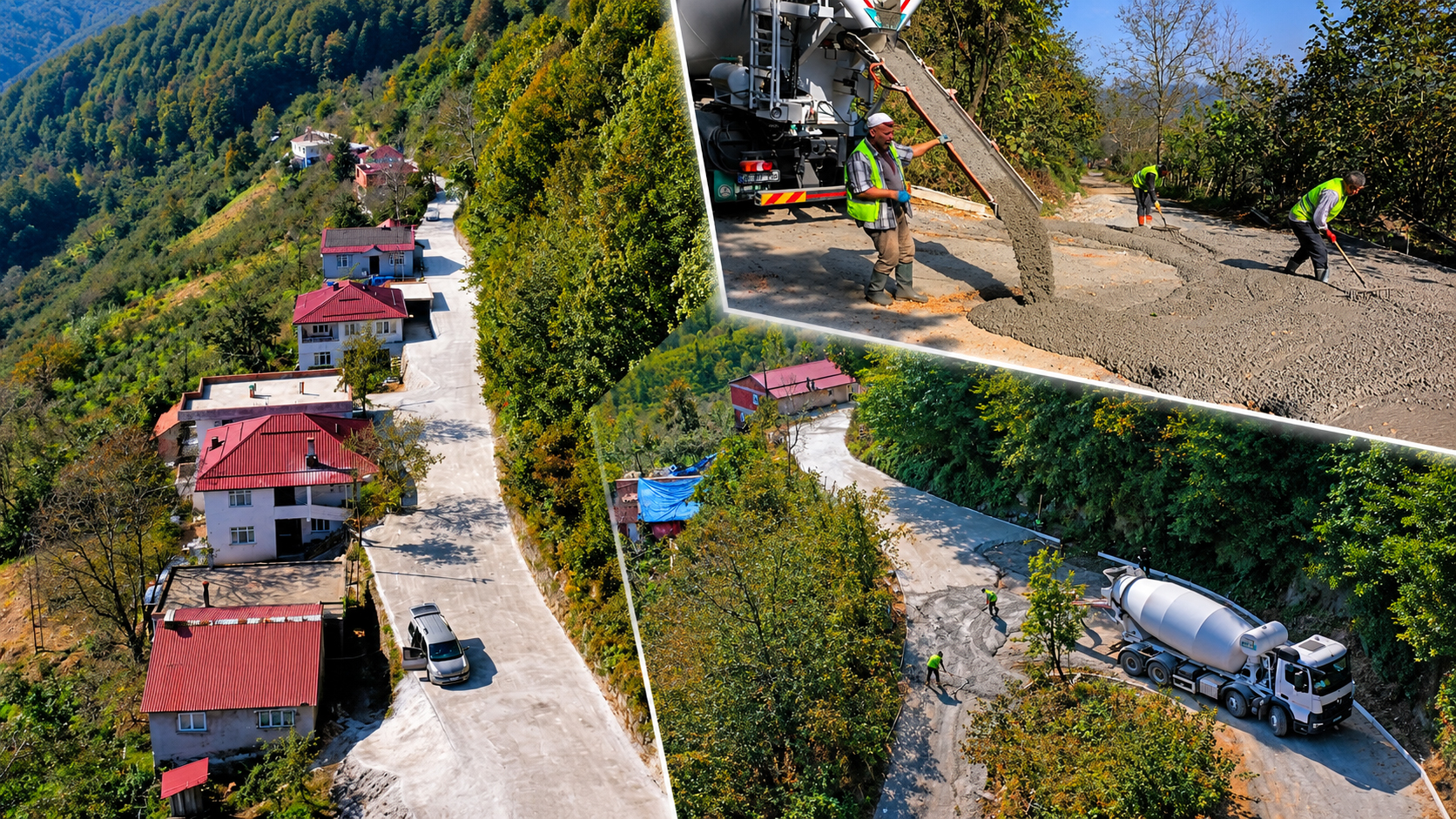 İKİZCE YOĞUNOLUK’TA BETON YOL ÇALIŞMASI